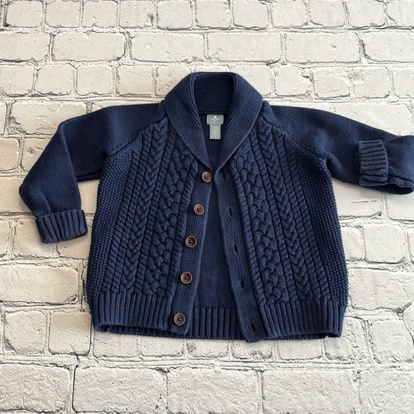 Baby Gap toddler navy cable knit cardigan with buttons 18-24m - Picture 3 of 8